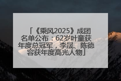 《乘风2025》成团名单公布：62岁叶童获年度总冠军，李晟、陈德容获年度高光人物