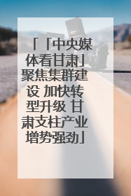 「中央媒体看甘肃」聚焦集群建设 加快转型升级 甘肃支柱产业增势强劲