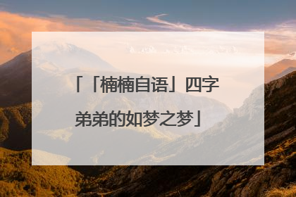 「楠楠自语」四字弟弟的如梦之梦