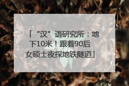 “汉”语研究所：地下10米！跟着90后女硕士夜探地铁隧道