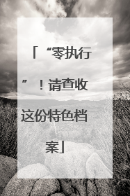 “零执行”！请查收这份特色档案