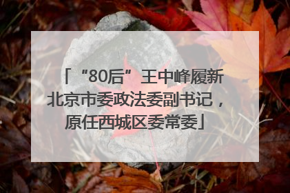 “80后”王中峰履新北京市委政法委副书记，原任西城区委常委