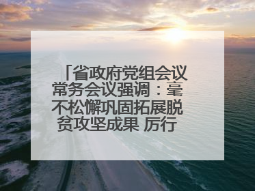 省政府党组会议常务会议强调：毫不松懈巩固拓展脱贫攻坚成果 厉行节约反对浪费弘扬优良作风