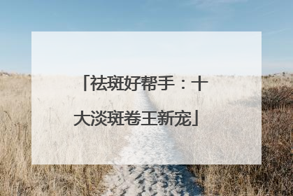 祛斑好帮手：十大淡斑卷王新宠