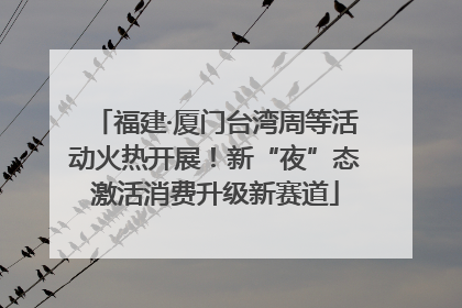 福建·厦门台湾周等活动火热开展！新“夜”态激活消费升级新赛道