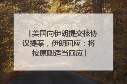 美国向伊朗提交核协议提案，伊朗回应：将按原则适当回应