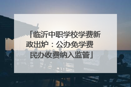 临沂中职学校学费新政出炉：公办免学费 民办收费纳入监管
