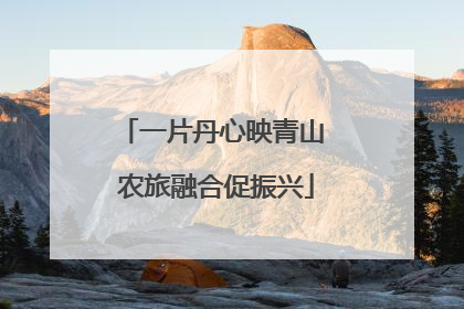 一片丹心映青山 农旅融合促振兴