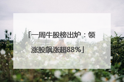 一周牛股榜出炉：领涨股飙涨超88%