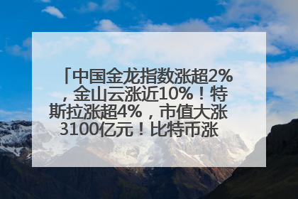 中国金龙指数涨超2%，金山云涨近10%！特斯拉涨超4%，市值大涨3100亿元！比特币涨回11万美元关口