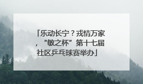 乐动长宁？戎情万家，“敏之杯”第十七届社区乒乓球赛举办
