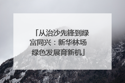 从治沙先锋到绿富同兴：新华林场绿色发展育新机