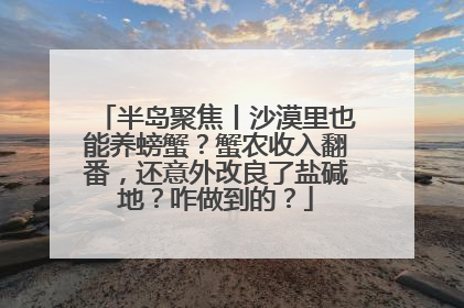 半岛聚焦丨沙漠里也能养螃蟹？蟹农收入翻番，还意外改良了盐碱地？咋做到的？