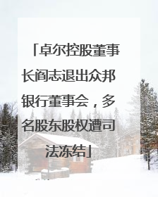 卓尔控股董事长阎志退出众邦银行董事会，多名股东股权遭司法冻结