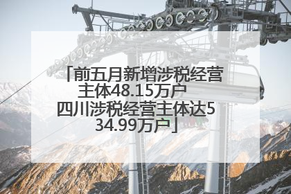 前五月新增涉税经营主体48.15万户 四川涉税经营主体达534.99万户