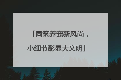 同筑养宠新风尚，小细节彰显大文明