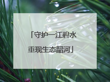 守护一江碧水 重现生态韶河