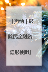 声纳丨破除民企融资隐形梗阻