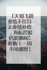 天羽飞训业绩不佳且无业绩补偿，海航控股仍豪掷8亿收购丨一周市场观察