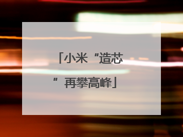小米“造芯”再攀高峰