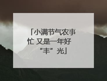 小满节气农事忙 又是一年好“丰”光