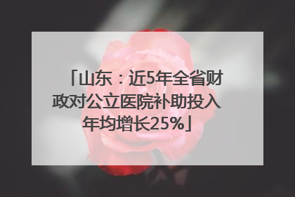 山东：近5年全省财政对公立医院补助投入年均增长25%
