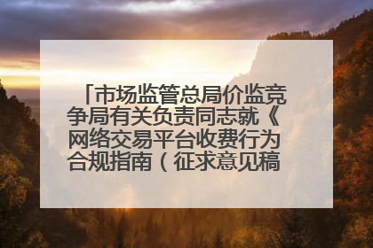 市场监管总局价监竞争局有关负责同志就《网络交易平台收费行为合规指南（征求意见稿）》答记者问