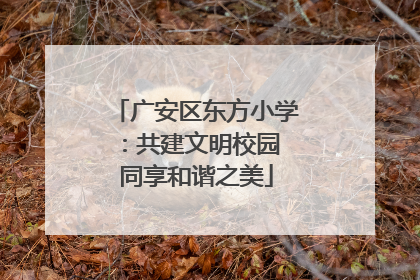 广安区东方小学：共建文明校园 同享和谐之美