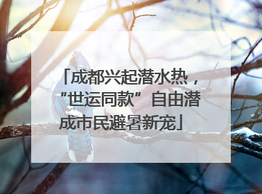 成都兴起潜水热，“世运同款”自由潜成市民避暑新宠