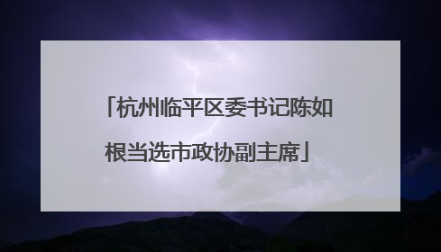 杭州临平区委书记陈如根当选市政协副主席