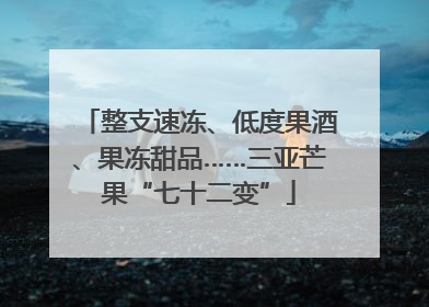 整支速冻、低度果酒、果冻甜品……三亚芒果“七十二变”