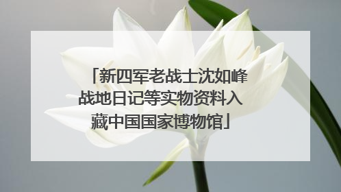 新四军老战士沈如峰战地日记等实物资料入藏中国国家博物馆