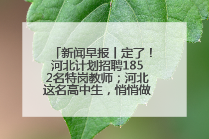 新闻早报丨定了！河北计划招聘1852名特岗教师；河北这名高中生，悄悄做了件超酷的事>>