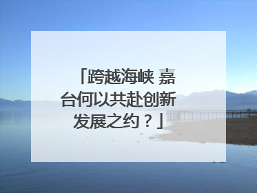 跨越海峡 嘉台何以共赴创新发展之约？
