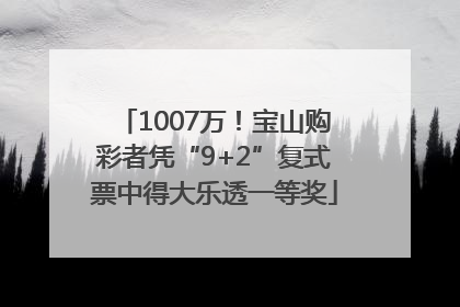 1007万！宝山购彩者凭“9+2”复式票中得大乐透一等奖