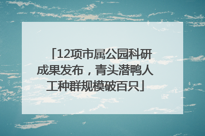 12项市属公园科研成果发布，青头潜鸭人工种群规模破百只